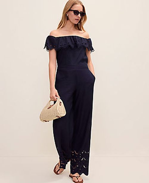 Ann Taylor The Easy Wide-Leg Pant in Linen Blend