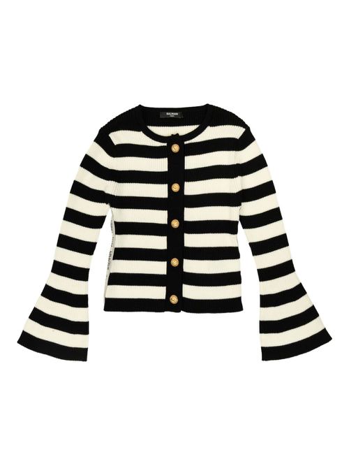 Striped bell-sleeve cardigan - Black