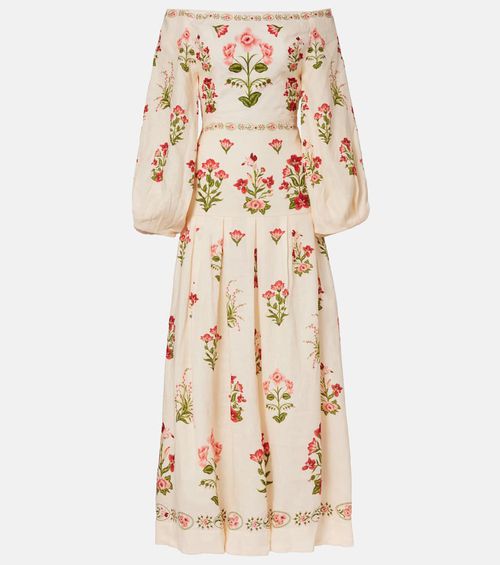 Senlis Canna off-shoulder linen maxi dress