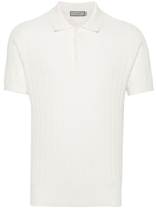 Knitted cotton polo shirt - Neutrals