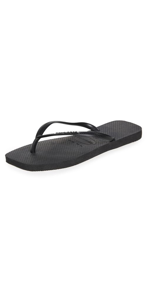 Slim Square Solid Flip Flops Black 8