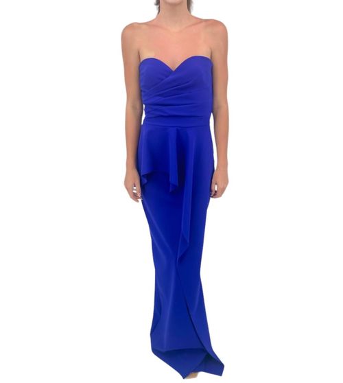 Miya Long Zip Jersey Gown In Inchiostro