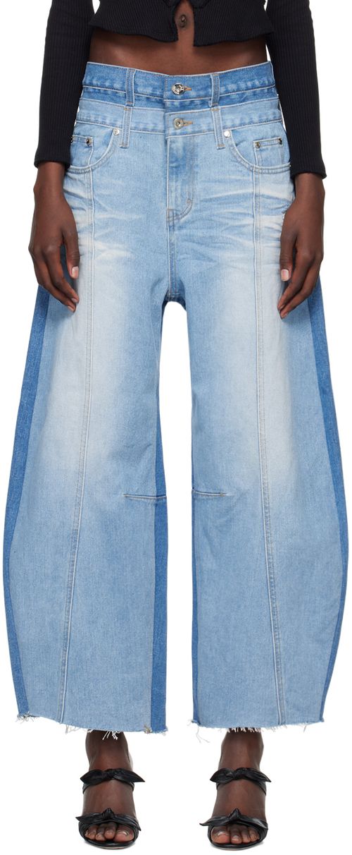 Rokh Blue Balloon Shaped Layered Denim Jeans