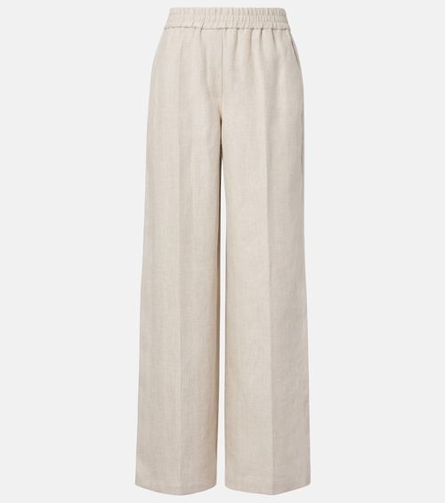 Linen and cotton wide-leg pants
