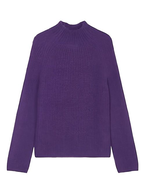Roll neck textured sweater - Purple