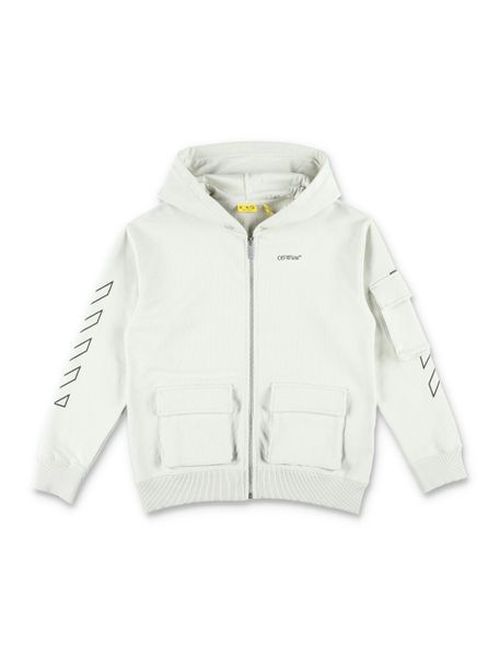Off-White Kids Bookish Logo Printed Zip-Up Hoodie