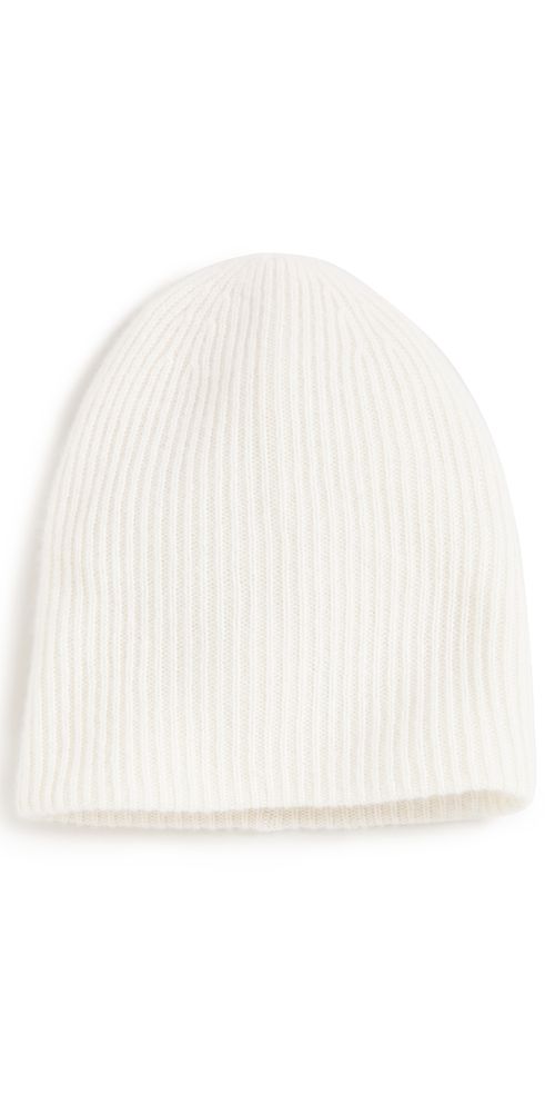 Plush Rib Cashmere Beanie Soft White One Size