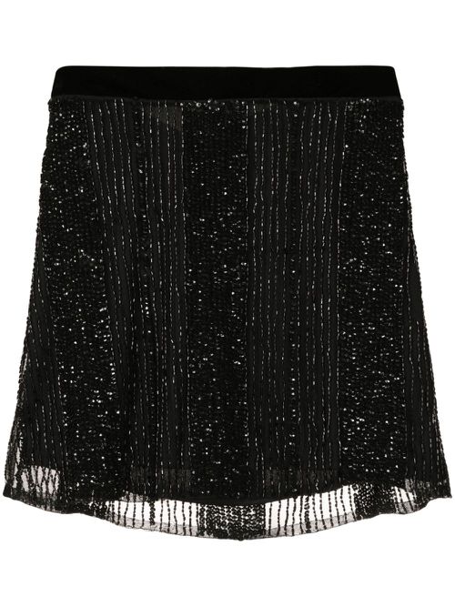 Sequin-embellished miniskirt - Black