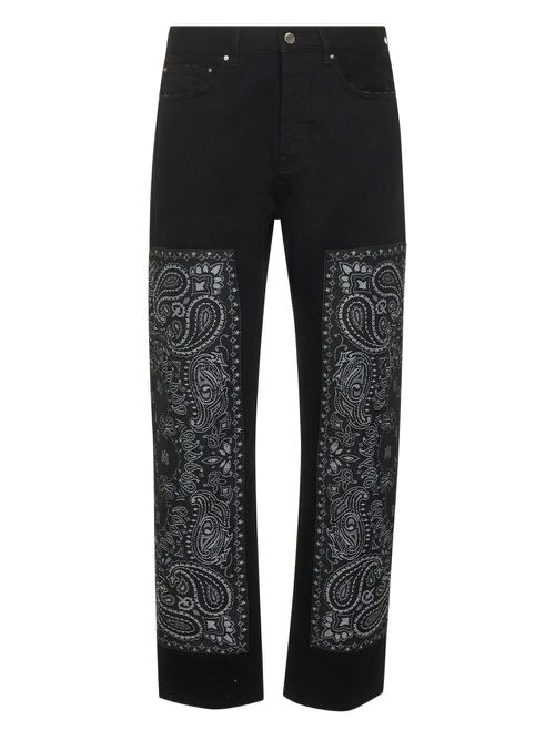 Bandana-panel jeans - Black