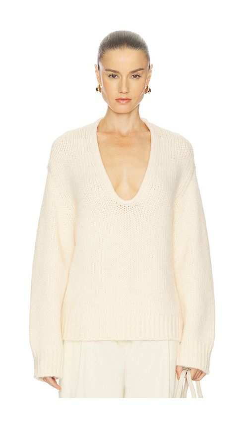 L'Academie Kindall V Neck Sweater in Beige. - XL also in