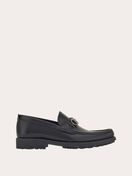 Men Moccasin with Gancini ornament Black