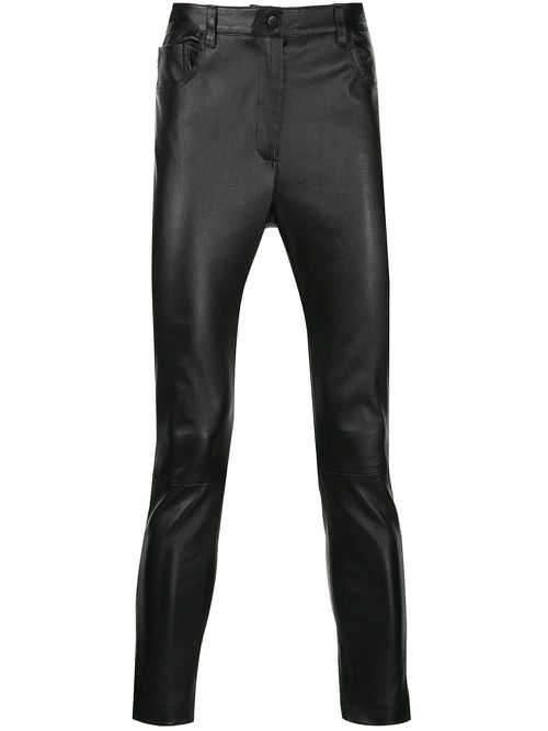 Slim-fit leather trousers - Black