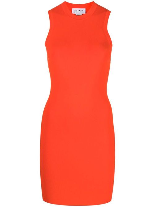 Rib knitted short dress - Orange