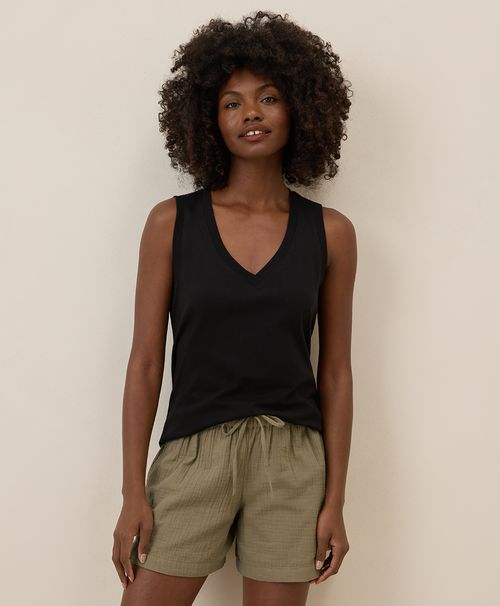 Women's Black Softspun V-Neck Tank