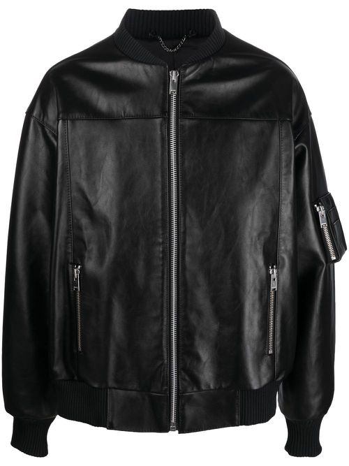 X Ufo361 leather bomber jacket - Black