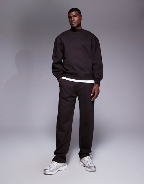 Premium heavyweight straight leg joggers in brown