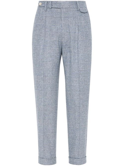 Check-print tailored trousers - Blue