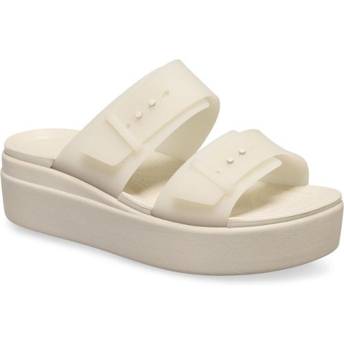 Crocs Brooklyn Buckle Low Wedge WoMens Sandstone Sandals - White - Size UK 5