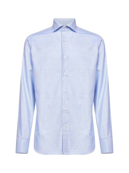 Micro Jacquard Cotton Shirt — Blue