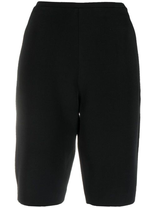 Slim-fit wool-silk shorts - Black