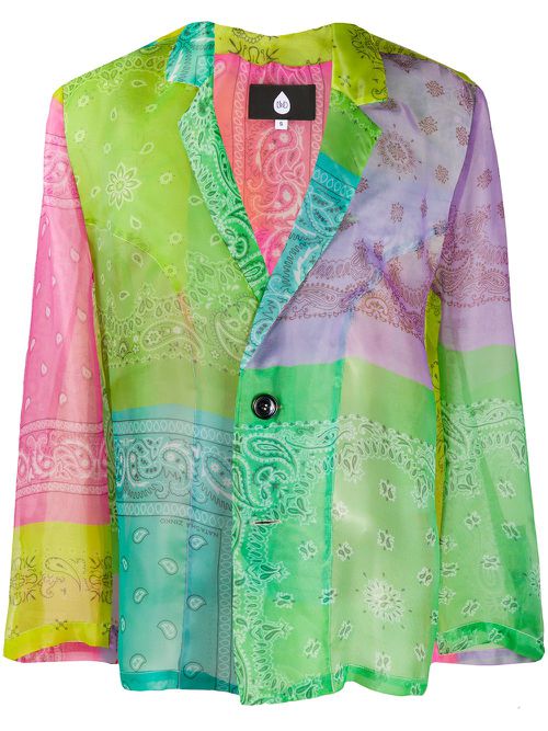 Paisley colour-block blazer - Pink