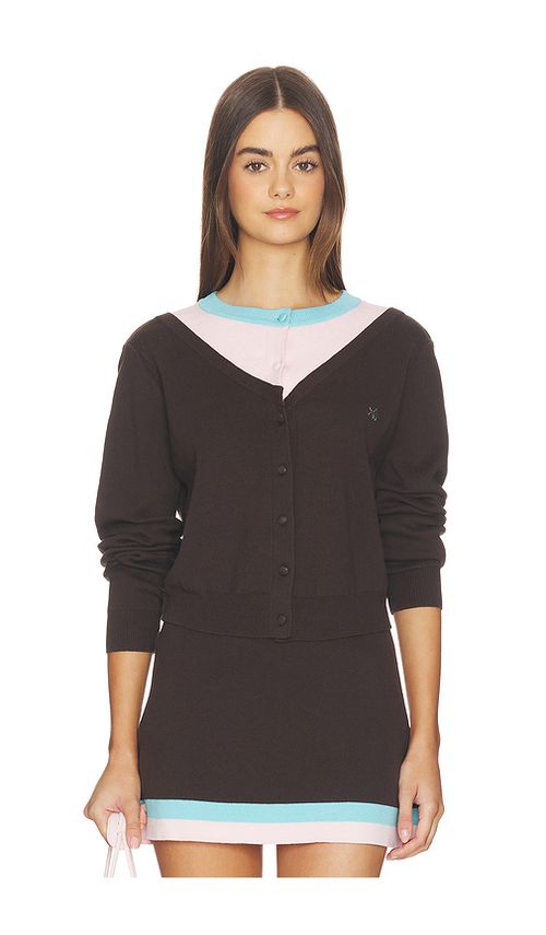 Kate Barton Illusion Layered Cardigan in Espresso. M also in