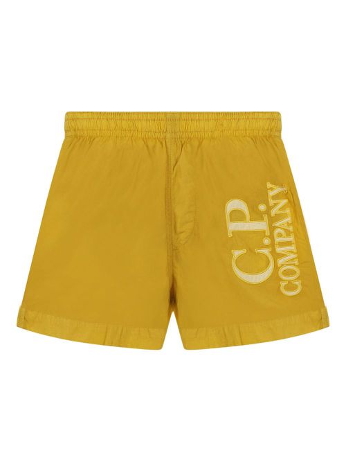 C.P. Company Kids logo-patch swim shorts - Yellow