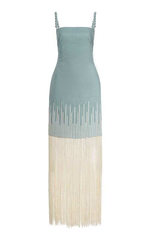 Exclusive Mar Caribe Fringed Linen Maxi Dress - Moda Operandi