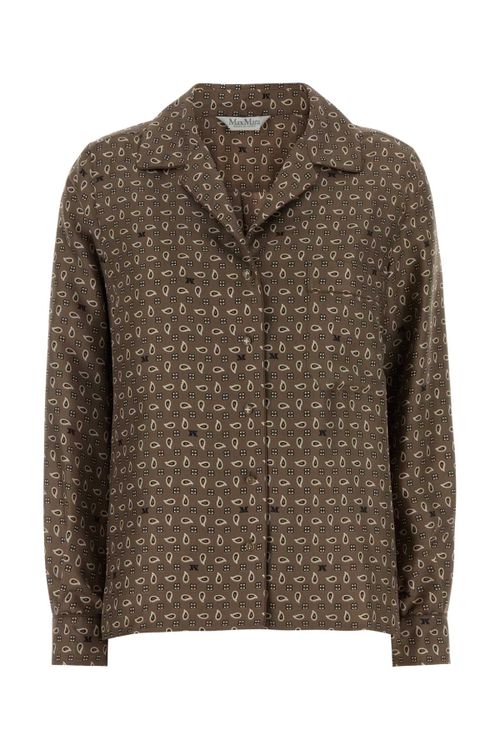 All-Over Patterned Silk Shirt — Brown