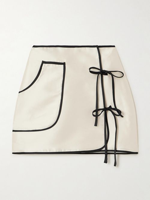 Agnes Wrap-effect Tie-detailed Faille Mini Skirt