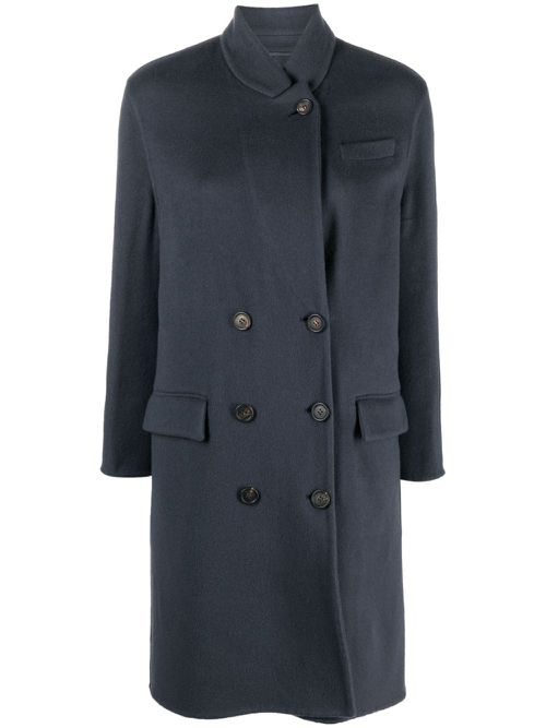 Double-breasted button-fastening coat - Blue