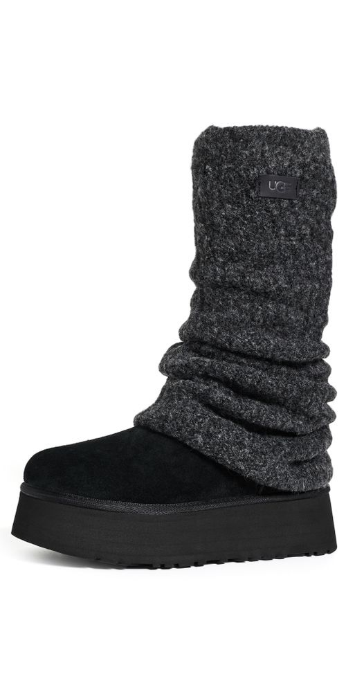 Classic Mini Dipper Legwarmer Suede Boots Black