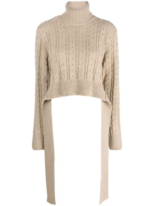 Roll-neck cable-knit jumper - Neutrals