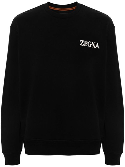 Zegna Sweatshirt mit Logo-Applikation - Schwarz