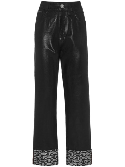 Monogram-pattern trousers - Black