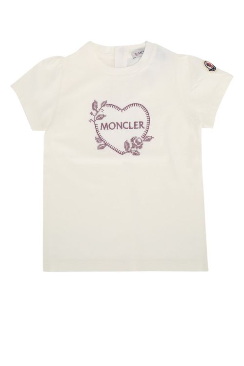 Logo-Embroidered Heart T-Shirt — Cream