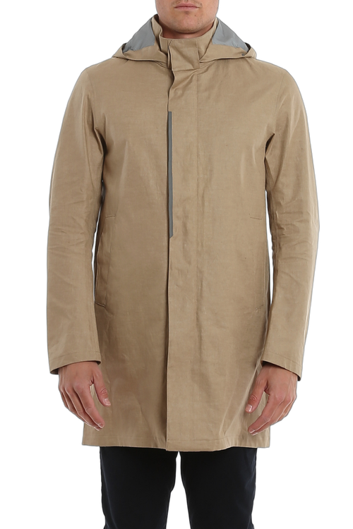 Hooded Raincoat Coat — Beige