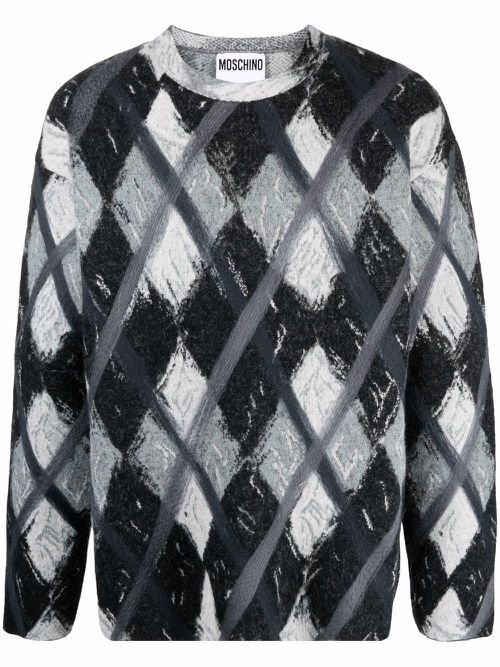 Argyle-pattern wool-blend jumper - Grey