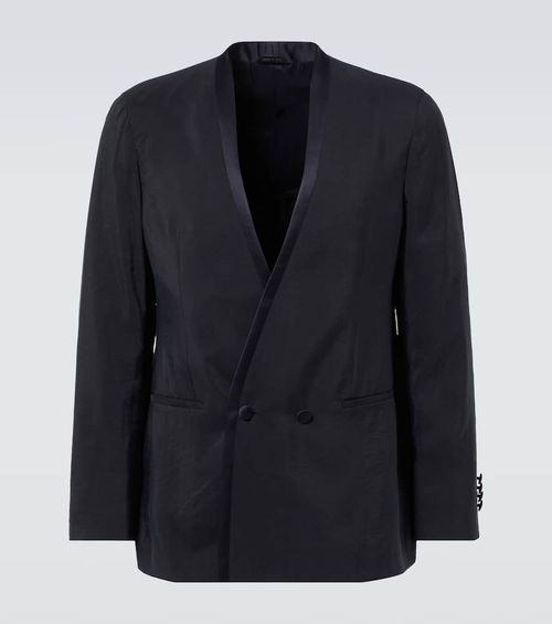 Double-breasted silk-blend blazer