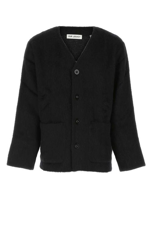 Wool Blend Cardigan — Black
