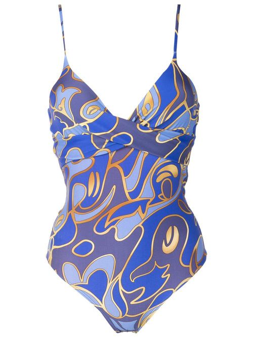 Graphic-print swimsuit - Blue