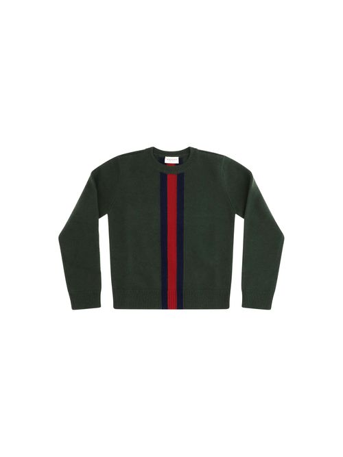 Web Stripe Merino Wool Sweater — Green