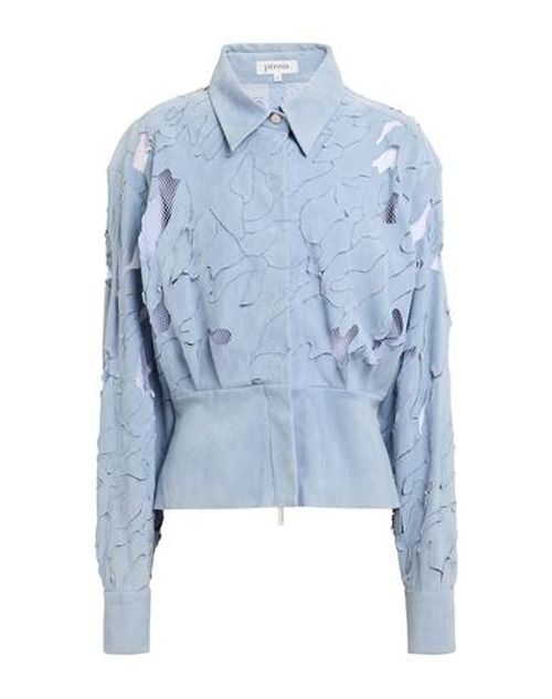 Woman Shirt Sky blue Size 12 Lambskin, Cotton, Elastane