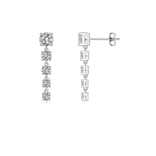 Angara 1.12 CTW Graduated Round Diamond Five-Stone Dangle Earrings in 14K White Gold