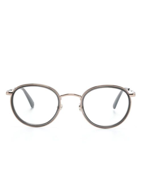Logo-engraved oval-frame glasses - Black