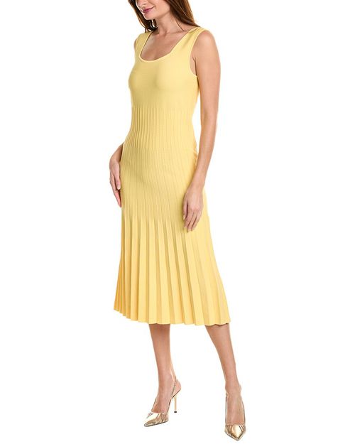 Pleated Knit Midi Dress