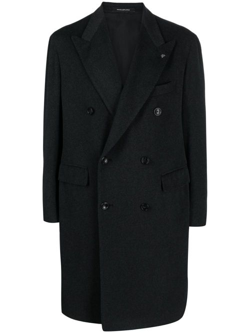 Peak-lapels double-breasted coat - Black