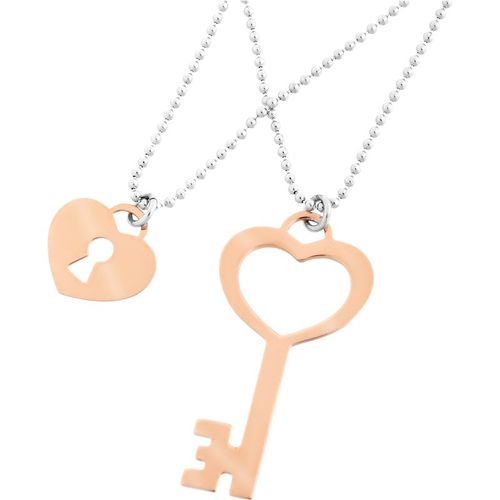 Orphelia WoMens 925 Sterling Silver Necklace - Silver/Rose ZK-7185/1 - Silver & Rose Gold - One Size