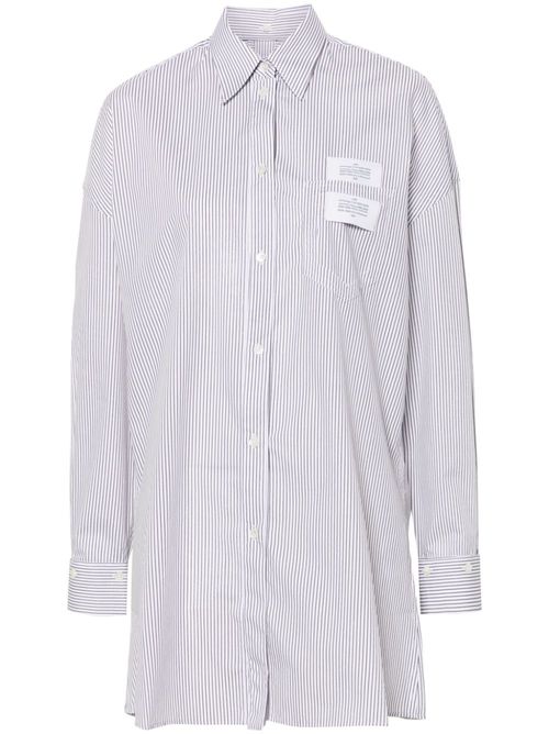 Logo-patch striped shirt - White