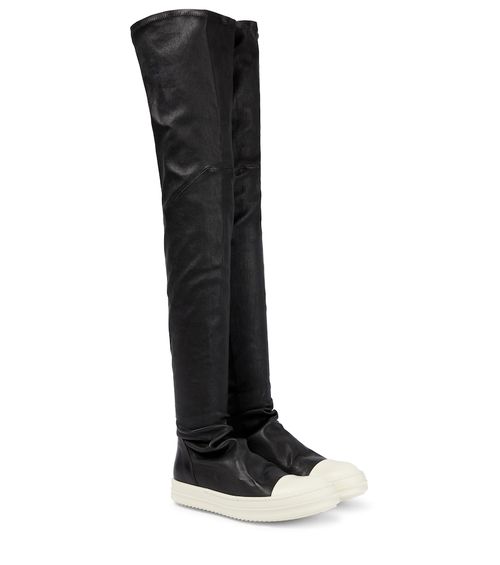 Stocking over-the-knee leather boots